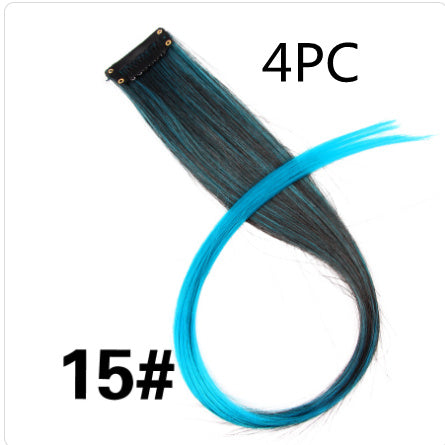 Rainbow Colour Hair Extension Strands – 18” Straight Clip-In Highlights