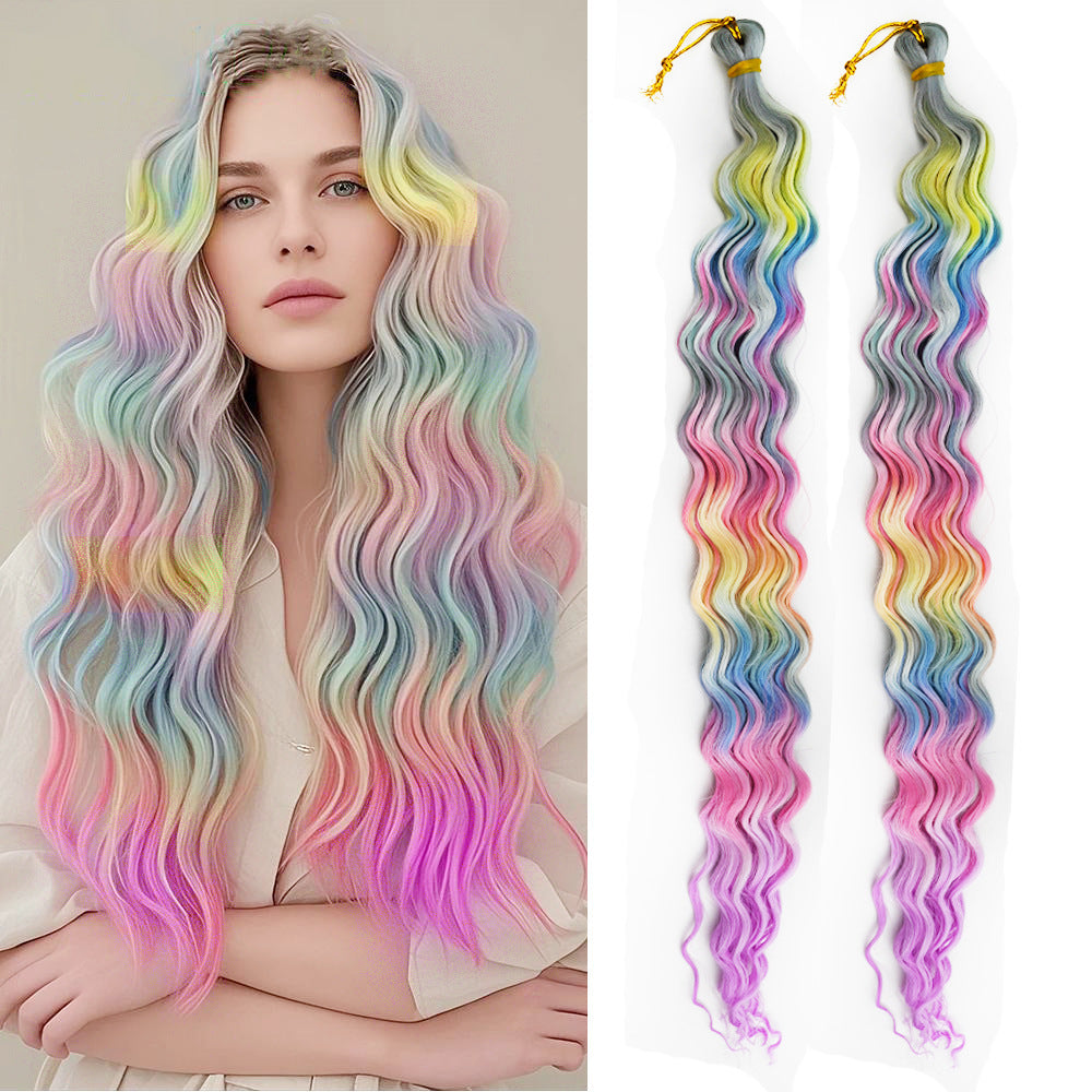 Rainbow Crochet Dreadlocks Gradient Long Curly Hair – 24 Inch