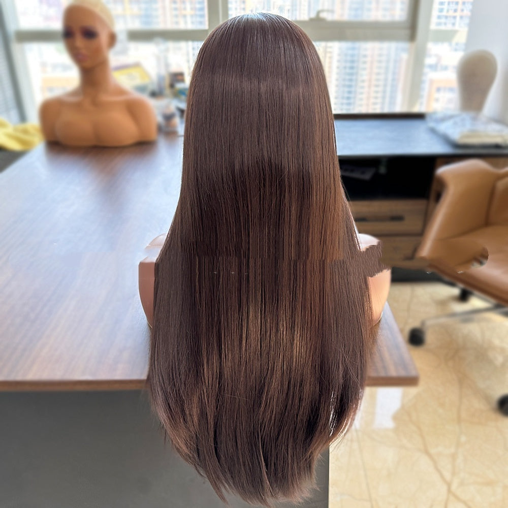Brown Silk Straight Lace Front Wig – Natural Luxury Style