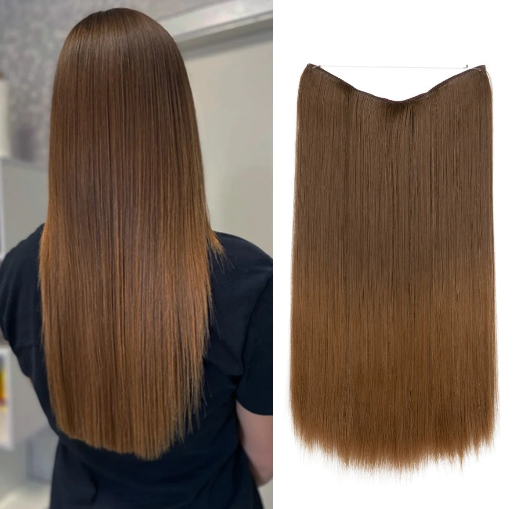 Long Straight Synthetic Clip-In Hair Extensions – Natural Shine, Heat-Resistant & Easy Fit