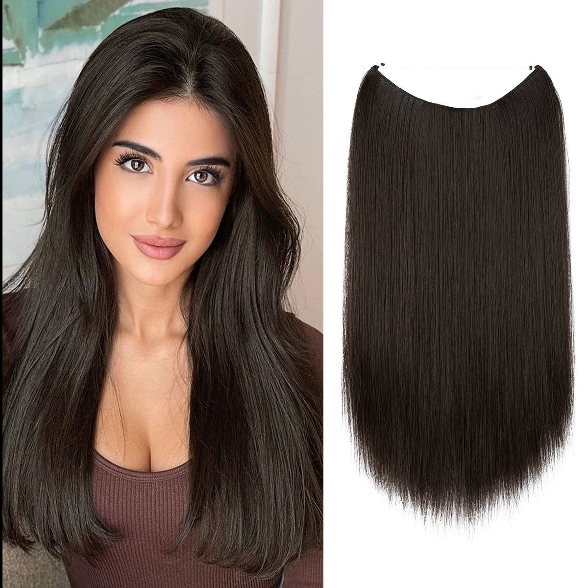Long Straight Synthetic Clip-In Hair Extensions – Natural Shine, Heat-Resistant & Easy Fit