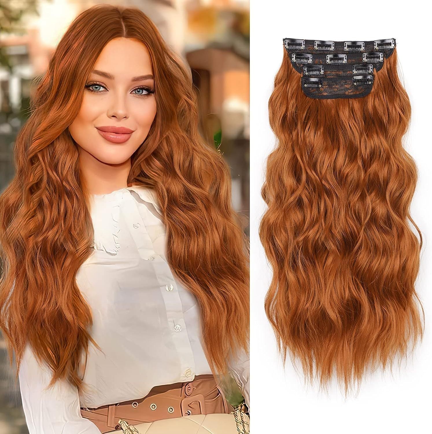 4-Piece Clip-In Curly Hair Extensions Set – Natural Volume & Wave