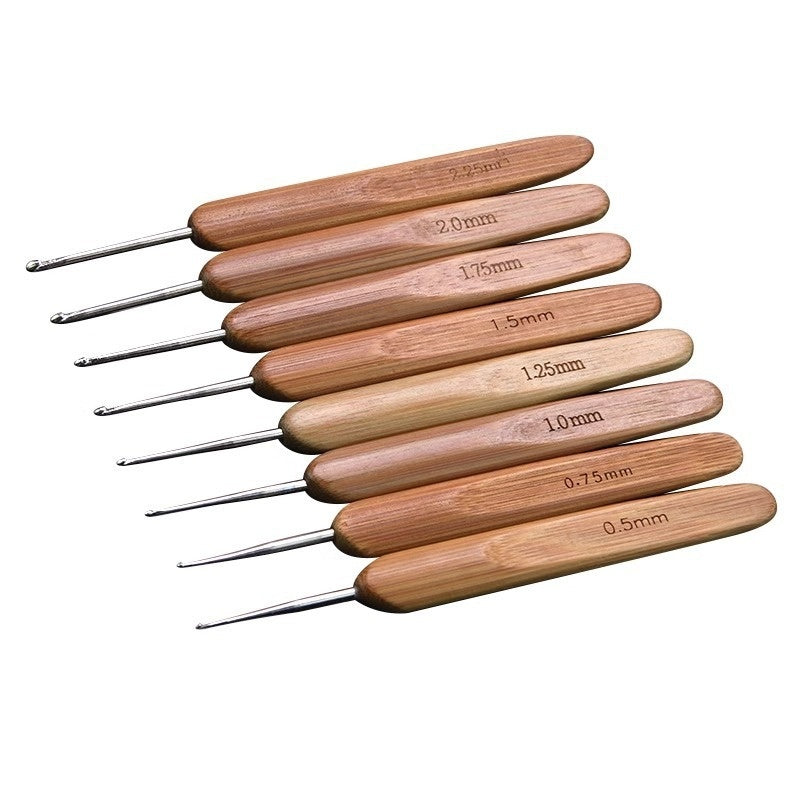 Premium Bamboo Handle Crochet Hook – Professional Metal Head Tool (0.5–6.0 mm)