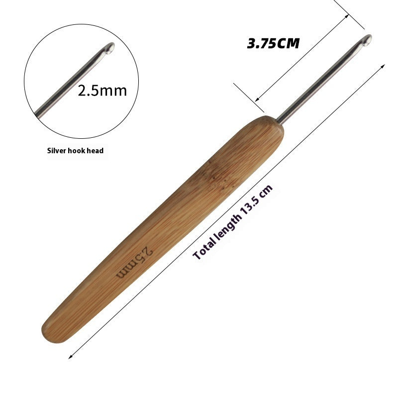 Premium Bamboo Handle Crochet Hook – Professional Metal Head Tool (0.5–6.0 mm)