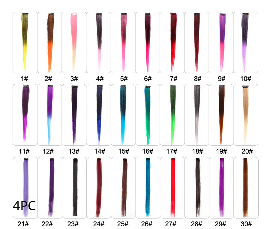 Rainbow Colour Hair Extension Strands – 18” Straight Clip-In Highlights