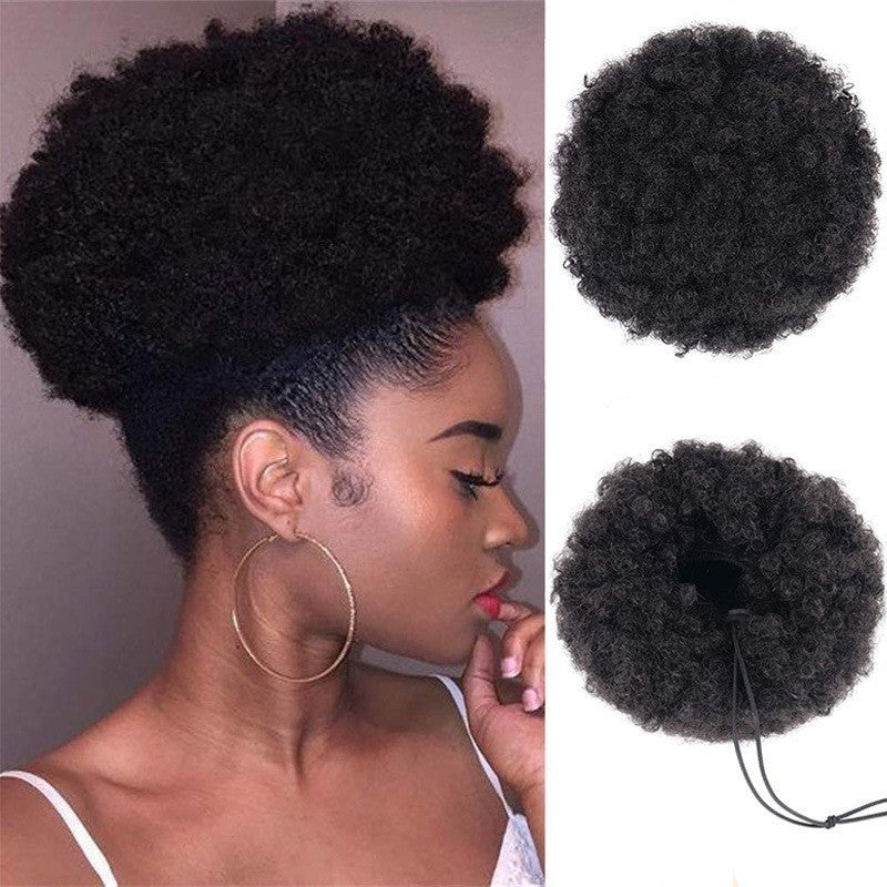 Kinkycurl Afro Puff Drawstring Bun – Large Fluffy Micro-Curly Wig