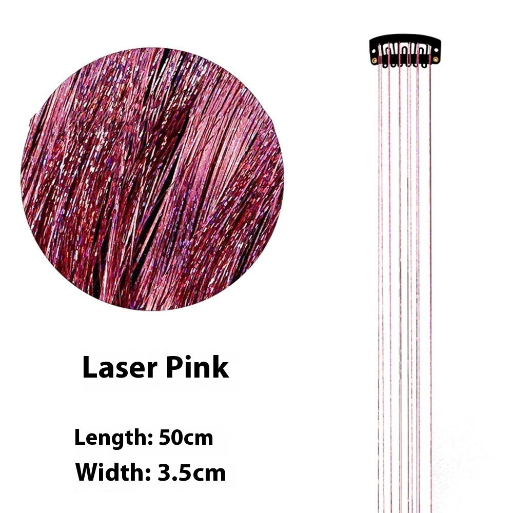 Sparkle Hair Strands Clip-In Extensions – Glitter Laser Wire Highlights