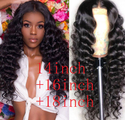 Human Hair Deep Wave Weave – 13×4 Lace Frontal, Natural Black, 10–26 Inch